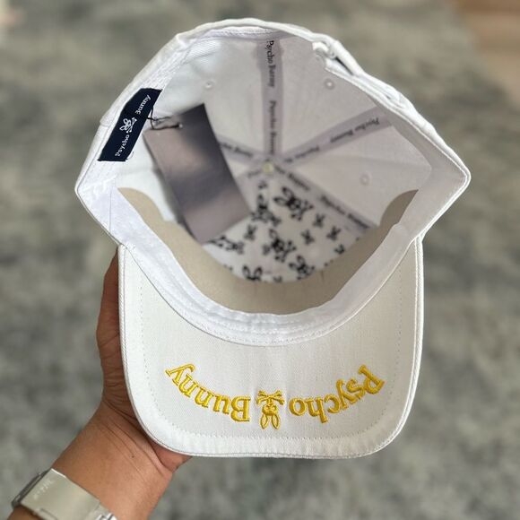 🐰 Psycho Bunny White Hat with Yellow Emblem UNISEX - Picture 4 of 4